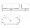 OMNIRES Komplet wanna OVO M+ 160cm  + bateria wolnostojąca miedź Y1233CP